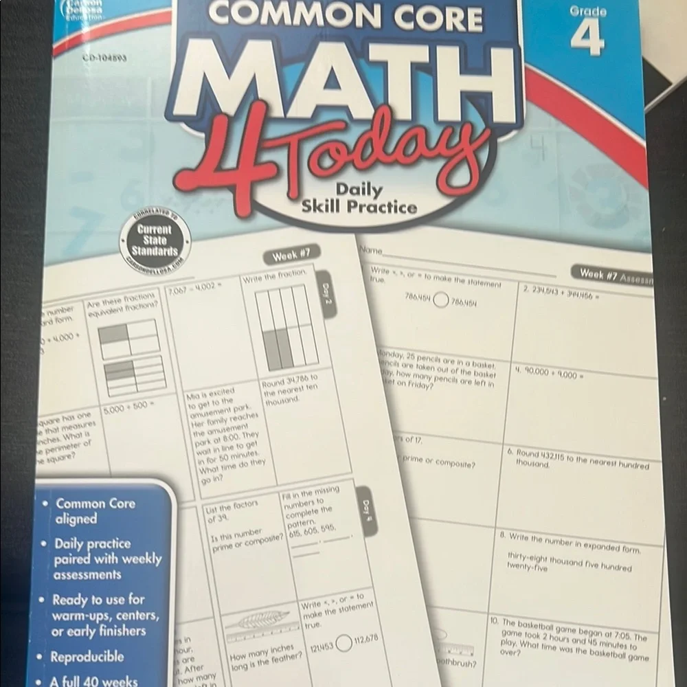 The Writing Prompts Workbook and Common Core Math Workbook - Picture 3 of 3